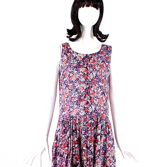 VTG 80's ZASHI India Sheer Floral Print Dress - Picture 3 of 6